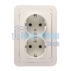 Розетка Makel 2-м СП Mimoza 16А IP20 с заземл. бел./бел.