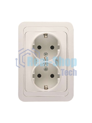 Розетка Makel 2-м СП Mimoza 16А IP20 с заземл. бел./бел.