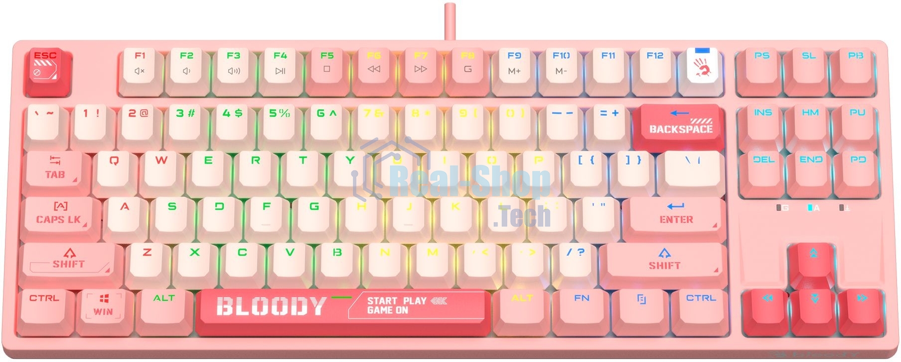 Клавиатура проводная A4Tech Bloody S87 Energy (S87 USB ENERGY PINK) USB розовый