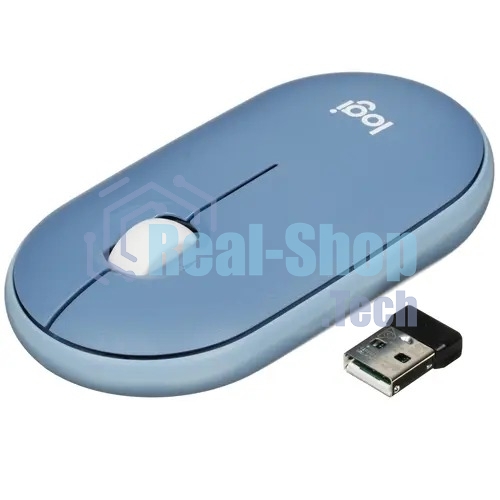 Мышь беспроводная Logitech Pebble M350 синий, 1000 dpi, радиоканал, Bluetooth, USB, кнопки - 3