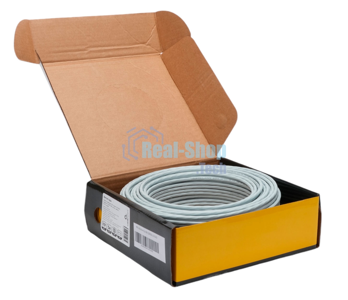 Кабель Cablexpert (RU) FTP indoor 4x2x0.51, медный, кат.5e, однож., 100м, box, серый