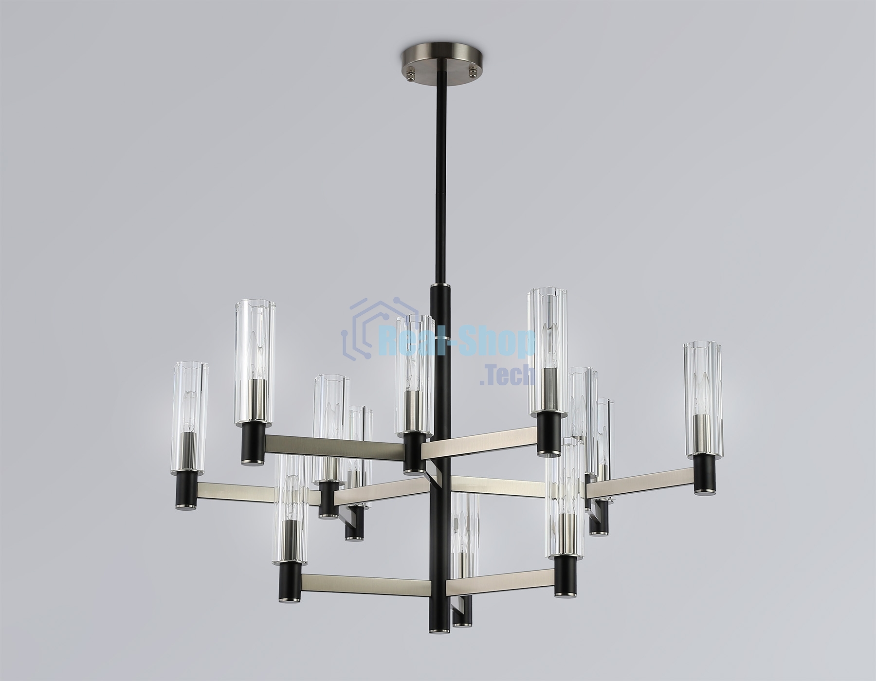 Люстра Ambrella light LH55505/12 SN/BK/CL сатин никель/черный/прозрачный E14*12 max 40W D860*905