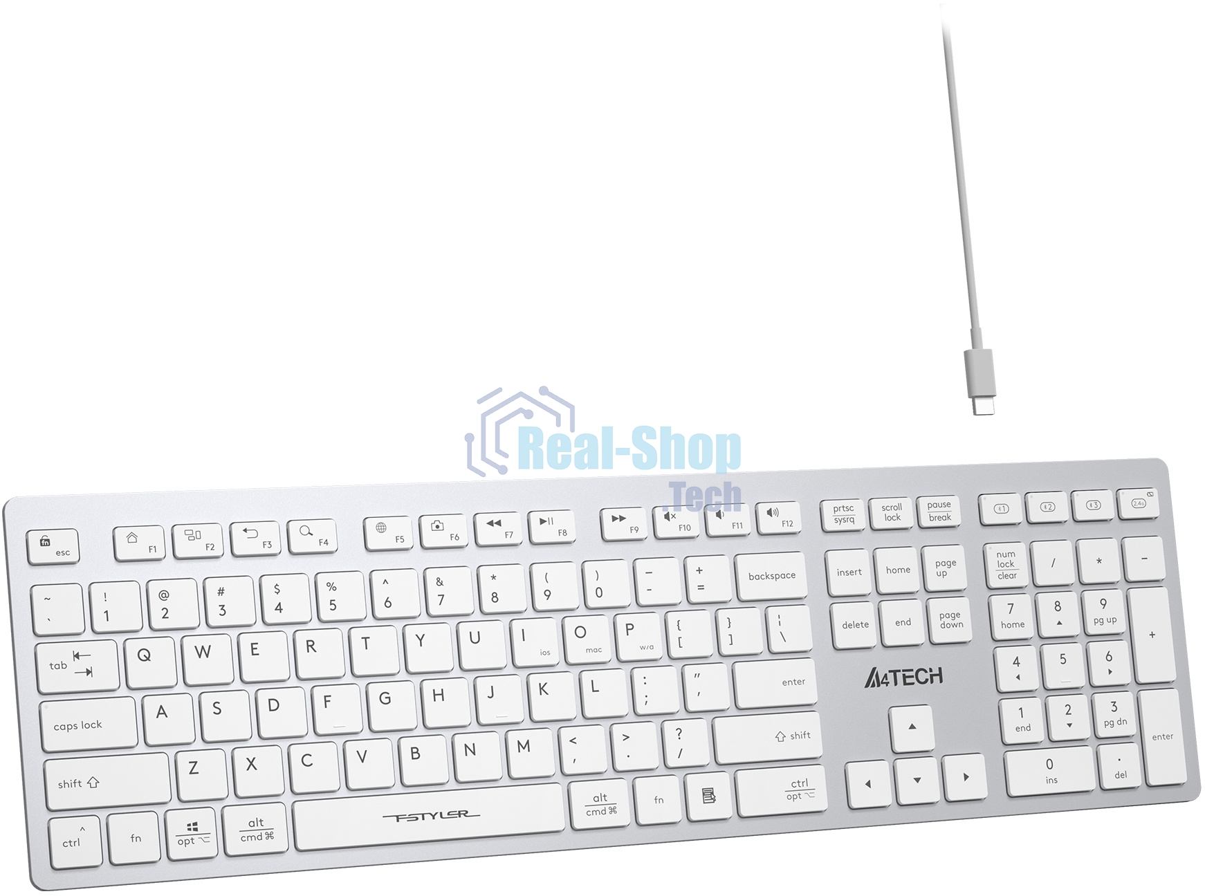 Клавиатура беспроводная A4Tech Fstyler FBX50C, USB, Bluetooth/Радиоканал, белый