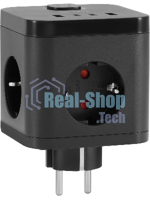 Сетевой разветвитель Buro BU-PW3UC-B (3 розетки) черный (пакет ПЭ)