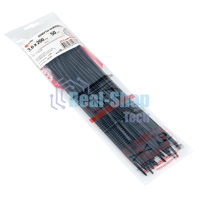 Хомут P6.6 стандартный (ч), 3.6x200 (50шт) PROxima FlexLock