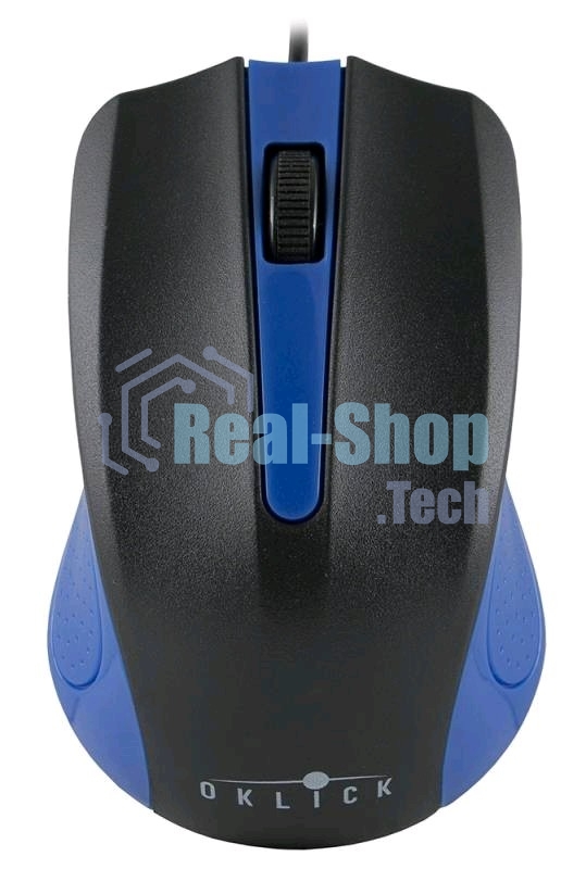 Мышь проводная Oklick 225M черный/синий, 1200 dpi, USB, кнопки - 3