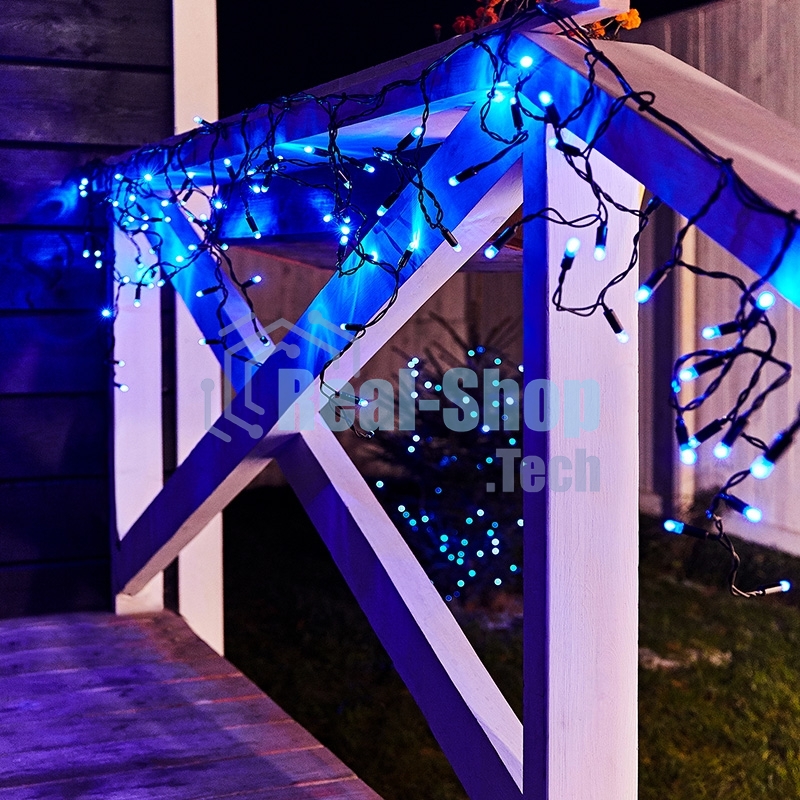 Гирлянда Neon-night Айсикл (бахрома) светодиодный, 4,8 х 0,6 м, черный провод, 230 В, диоды синие, 176 LED
