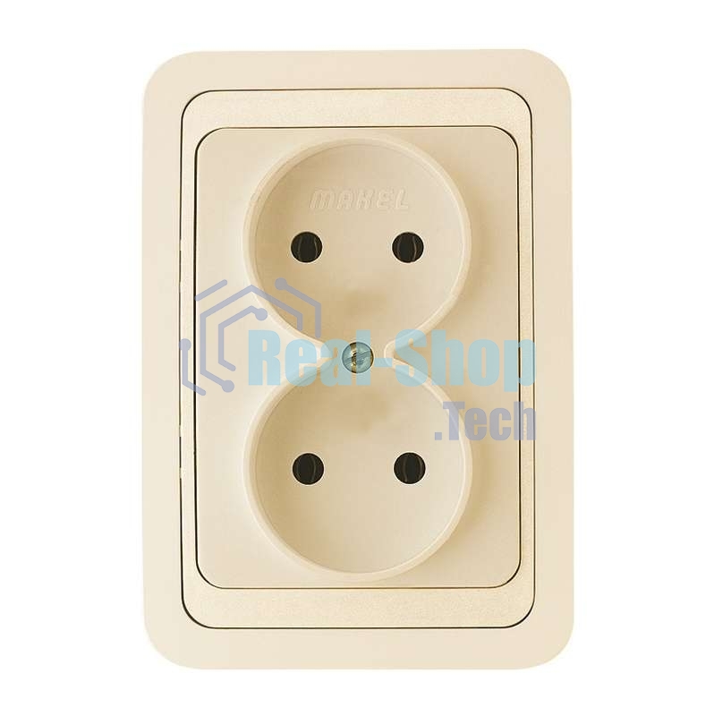 Розетка Makel 2-м СП Mimoza 16А IP20 без заземл. крем/крем.