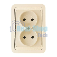 Розетка Makel 2-м СП Mimoza 16А IP20 без заземл. крем/крем.