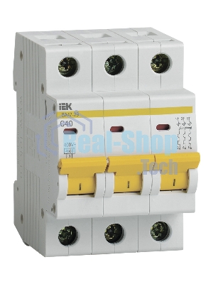 Выключатель автоматический модульный 3п C 40А 4.5кА ВА47-29 ИЭК MVA20-3-040-C