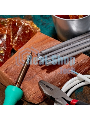 Припой пруток Rexant ПОС-61, Ø8мм, длина 400мм, ГОСТ 21931-76, олово 61%, свинец 39% (упак. 5 кг)