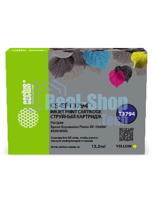 Картридж струйный Cactus CS-EPT3794 378XL желтый (13.2 мл) для Epson Expression Photo XP-8500/XP-8505/XP-15000