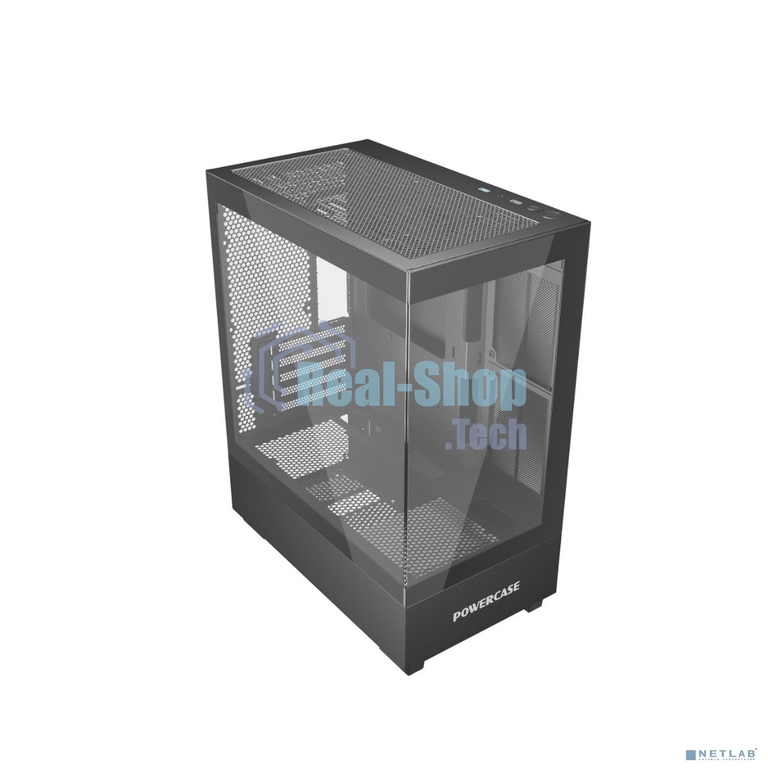 Компьютерный корпус Powercase Vision Micro, Black, Tempered Glass, 4х 120мм 5-color fan, черный, mATX (CVBM-L4)