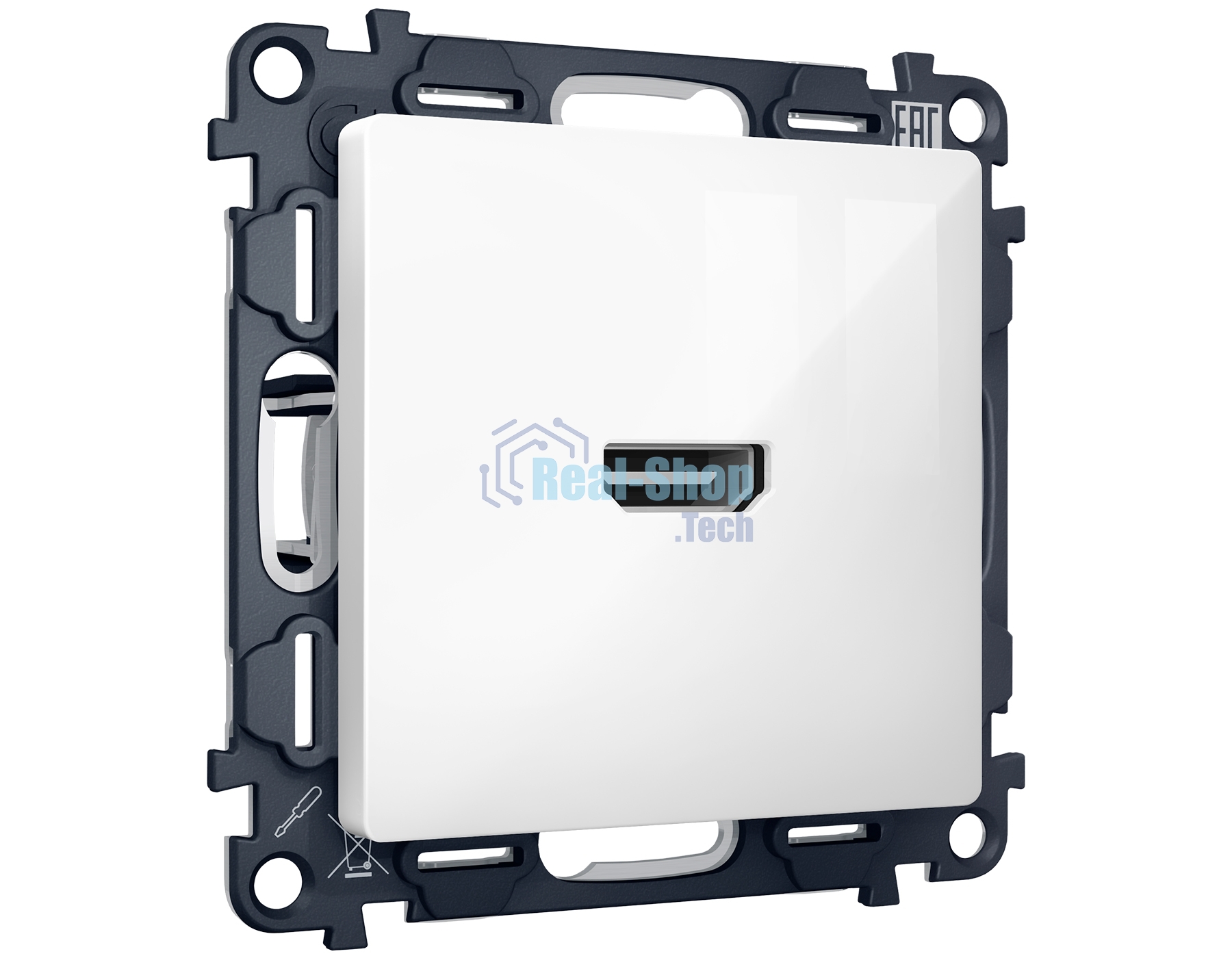 Комплект механизма розетки HDMI 2.0 ALFA Белый глянец 40V/500mA 2.0GHz 5-18Gbit/s QUANT (AP1140, VM222) MA114010