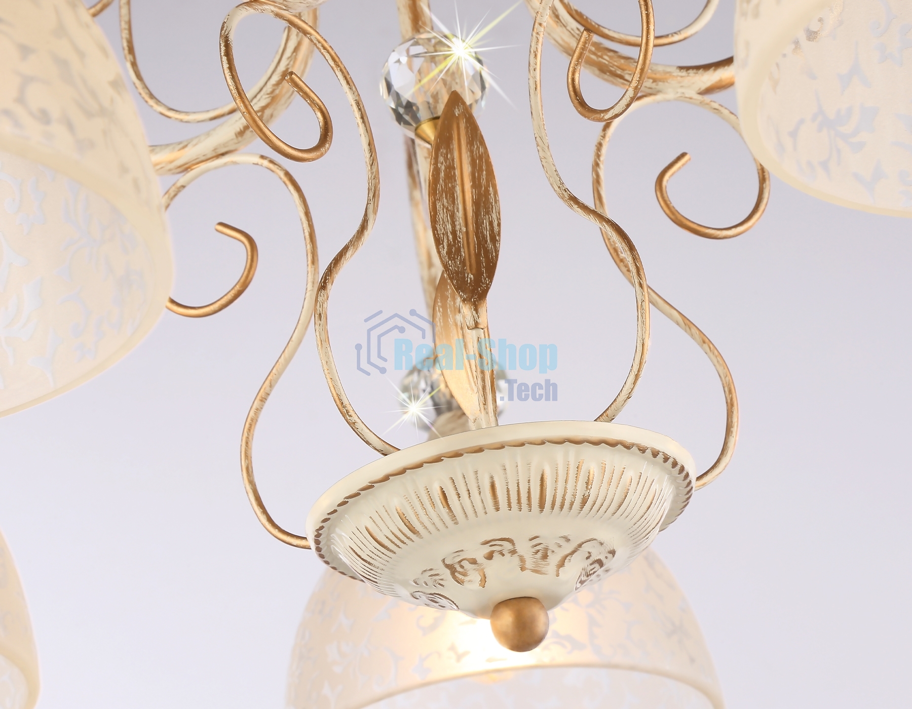 Светильник Ambrella light TR3057/5 BG/GD/FR бежевый/золото/белый матовый E27/5 max 40W D600*380