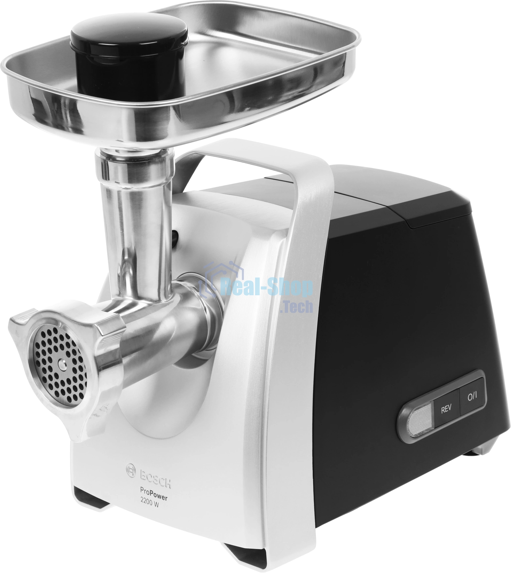 Мясорубка электрическая Bosch MFW68680 черный, 2200 Вт, 4.3 кг/мин, реверс, защита от перегрузки, насадки - 5