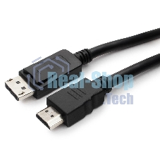 Кабель Cablexpert DisplayPort->HDMI, 10м, 20M/19M, черный, экран, пакет