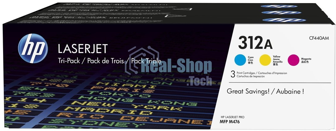 Картридж лазерный набор Hewlett-Packard 312A CF440AM голубой, желтый, пурпурный для HP CLJ Pro M476 2400 стр.
