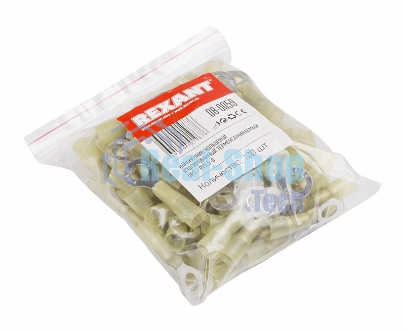 Наконечник кольцевой изолированный термоусаживаемый Rexant ø 8.4 мм 4-6 мм² (НКи-т 6.0-8/НКи-т5,5-8) желтый