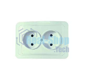 Розетка Makel 2-м СП Mimoza 16А IP20 без заземл. бел./бел.