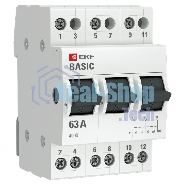 Переключатель трехпозиционный 3п 63А Basic EKF tps-3-63