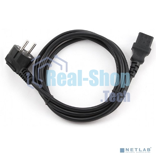 Кабель питания Cablexpert PC-186-1-1.8M, 1.8м, Schuko- C13, 3x1кв.мм, черный, с заземлением, пакет