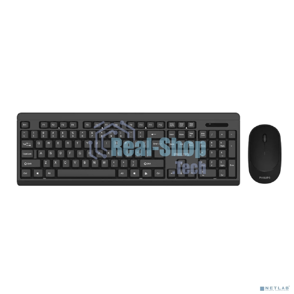 Беспроводной комплект Philips SPT6324, 2.4 GHz 104 клав/3 кнопки, 1600dpi, русская заводская раскладка, черный