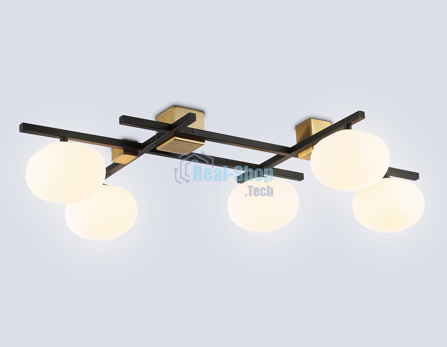 Светильник Ambrella light LH51015/5 BK/BS/FR черный/латунь/белый матовый G9*5 max 28W 800*560*170