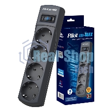 Сетевой фильтр Pilot m-MAX 10м (4 розетки) серый (коробка)