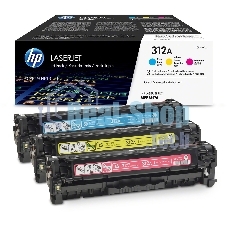 Картридж лазерный набор Hewlett-Packard 312A CF440AM голубой, желтый, пурпурный для HP CLJ Pro M476 2400 стр.