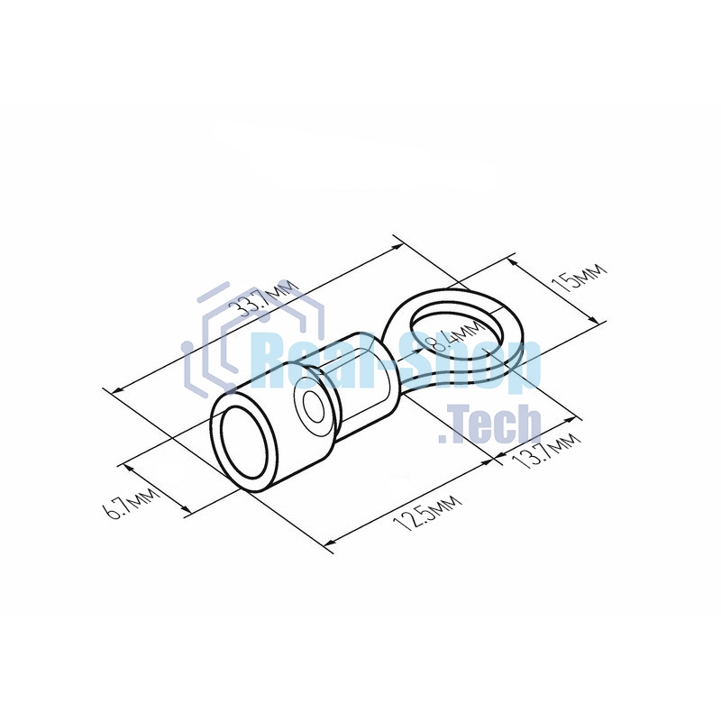 Наконечник кольцевой изолированный термоусаживаемый Rexant ø 8.4 мм 4-6 мм² (НКи-т 6.0-8/НКи-т5,5-8) желтый