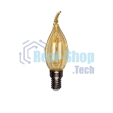 Лампа светодиодная филаментная Rexant Свеча на ветру CN37 9.5 Вт 950 Лм 2400K E14 золотистая колба