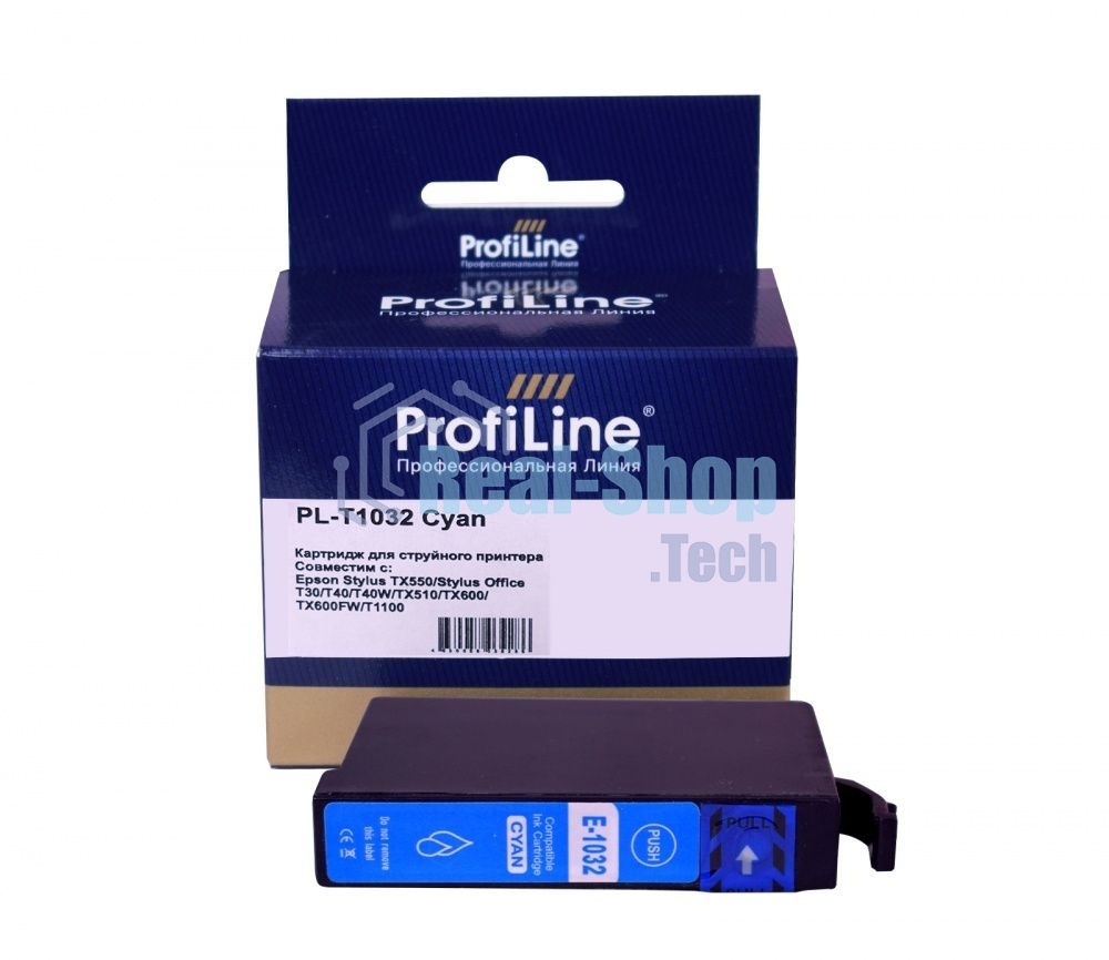Картридж струйный ProfiLine PL-T1032 для принтеров Epson Stylus TX550/Stylus Office T30/T40/T40W/TX510/TX600/TX600FW/T1100 с чернилами Cyan 11,1 мл