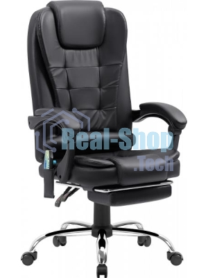 Кресло Defender CARDINAL черный, экокожа, 120 кг, подставка для ног, механизм качания