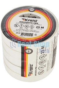 Изолента ПВХ Kranz 0.13х15 мм, 25 м, белая (5 шт./уп.)