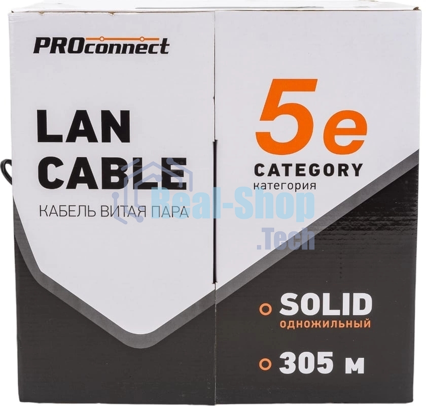 Кабель информационный PROconnect 01-0045-3 cat.5e UTP 4 пары 24AWG PE внешний 305м черный