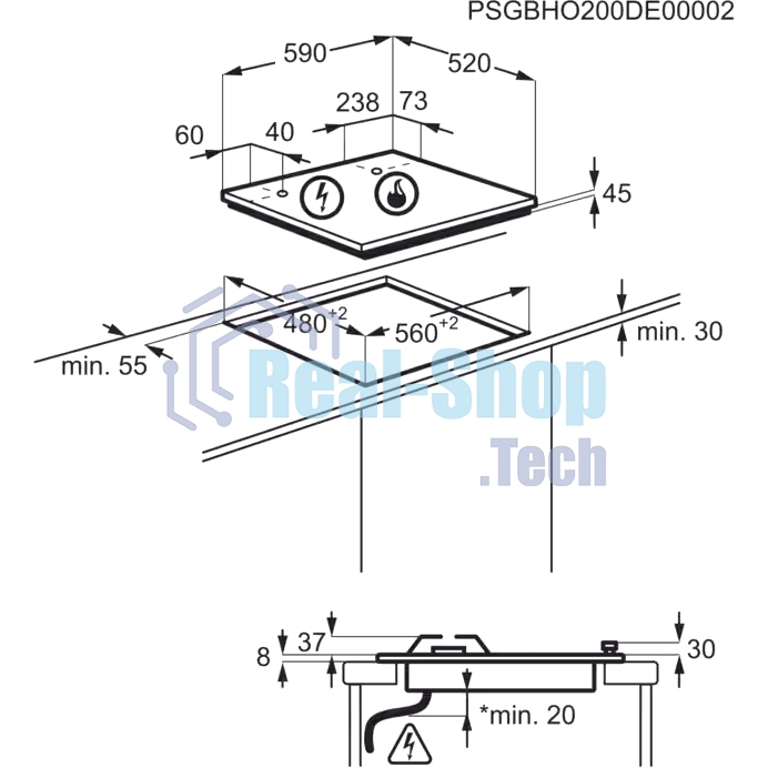 Газовая варочная панель Electrolux KGG6426K, независимая, черный