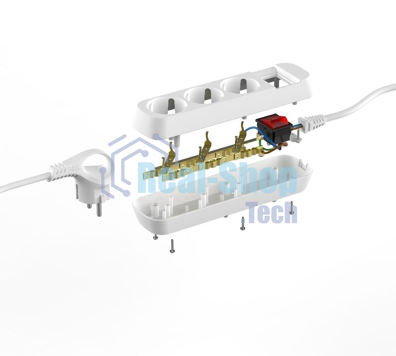 Удлинитель электрический UDL-16-3100-ES Greenline 3 розетки с заземлением с выключателем 10м ПВС 3х1кв.мм Эра Б0065040