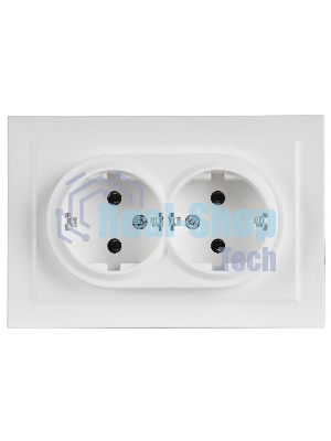 Розетка IEK BR-R21-16-K91-F 2-м СП BRITE РС12-3-БрАБ 16А в сборе с заземл. без защ. шторок арктич. бел.
