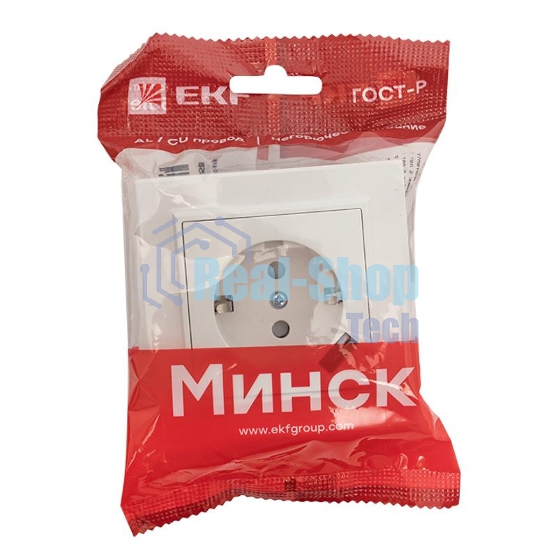 Розетка EKF Минск ERR16-028-100-USB 1-местная СП с/з с защитными шторками 16А белая с USB 1А