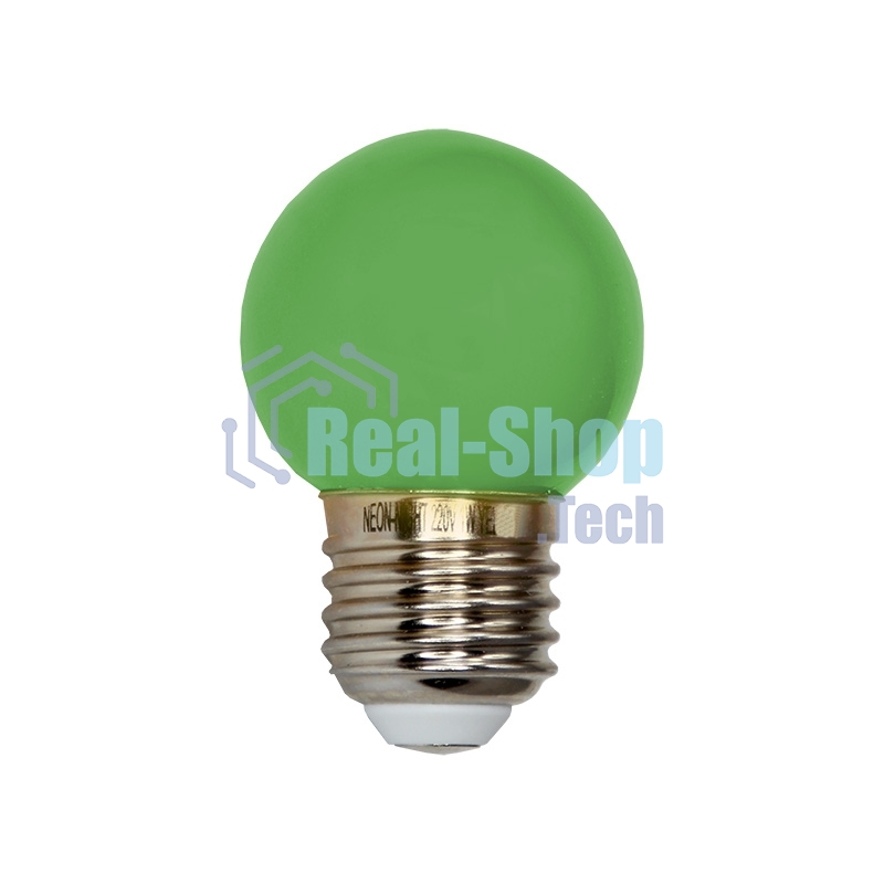 Лампа светодиодная Neon-night d-45 3 LED 1Вт шар E27 25лм 220В зеленый