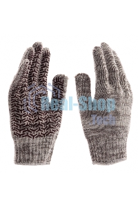 Перчатки трикотажные Сибртех усиленные, гелевое ПВХ-покрытие, 7 класс, бело-серый меланж