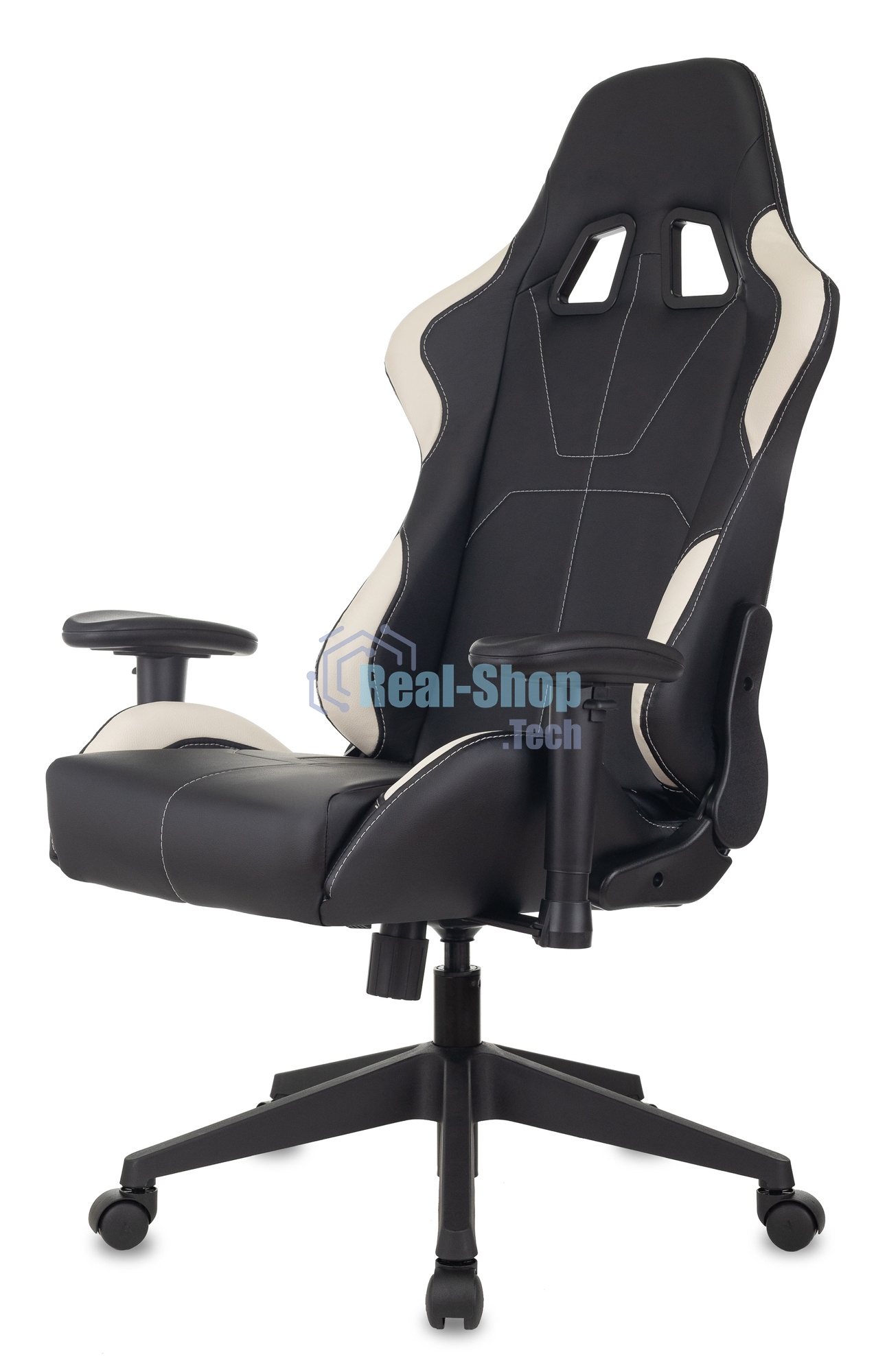 Кресло игровое Бюрократ VIKING 5 AERO WHITE черный/белый искусственная кожа