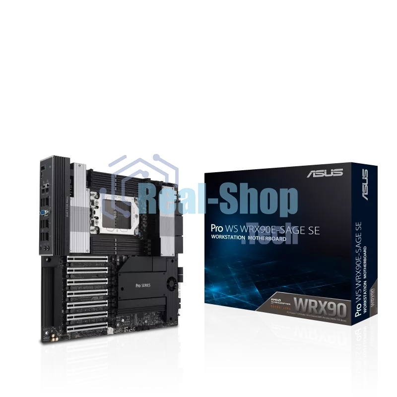 Материнская плата ASUS Pro WS WRX90E-SAGE SE, sTR5, AMD WRX90, 8xDDR5, 4xSATA, 4xM.2, 6xPCI-E 5.0 x16, 1xPCI-E 5.0 x8, 1xVGA, 2xMiniDP, 3x 10Gb LAN, 6xUSB-A 3.2 Gen 2, 1xUSB-A 2.0, 2xUSB-C USB4, 2x3.5 мм, 5.1, SSI EEB