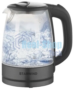 Чайник электрический Starwind SKG2315 1.7 л, 2200 Вт, серый/серебристый (корпус: стекло)