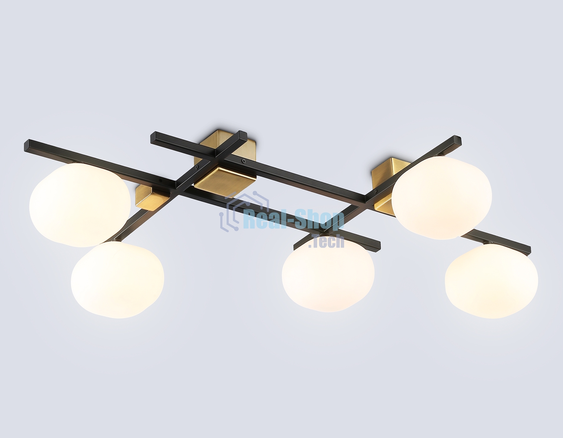 Светильник Ambrella light LH51015/5 BK/BS/FR черный/латунь/белый матовый G9*5 max 28W 800*560*170