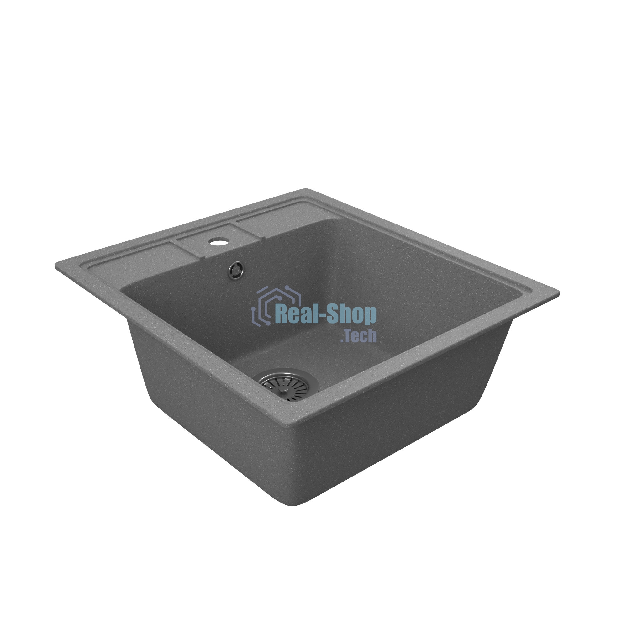 Мойка для кухни BAU Stil Gray stone 45х50, выпуск с сифоном в комплекте, серый камень