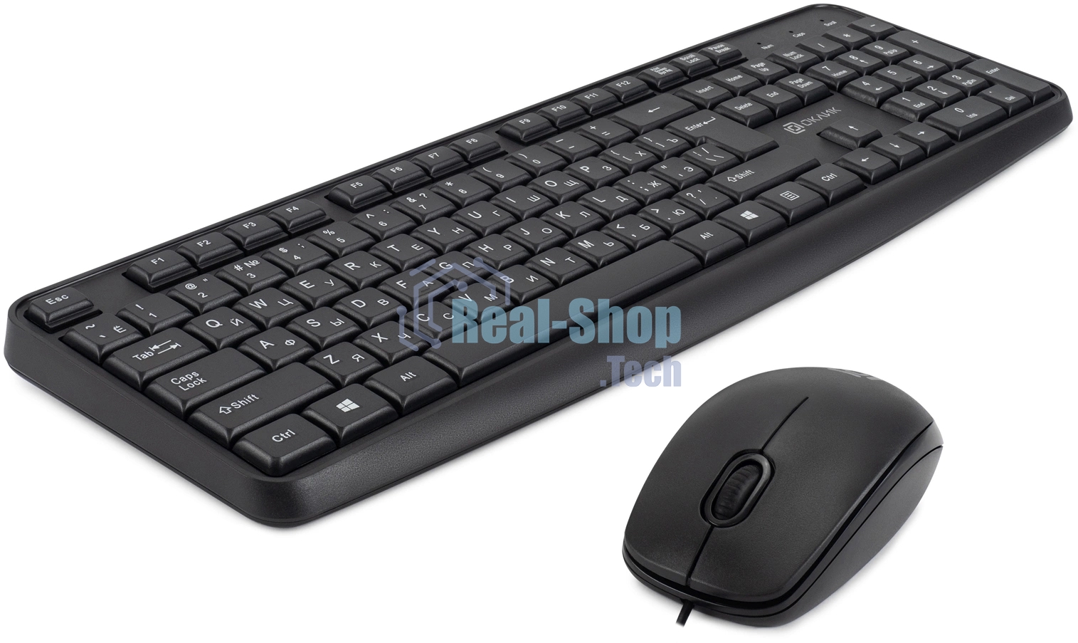 Комплект клавиатура+мышь Oklick S603 проводной, USB, 1200 DPI, чёрный