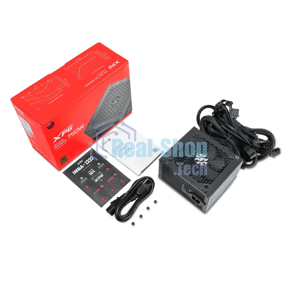 Блок питания XPG PYLON650B-BLACKCOLOR, 650 Вт, 80 PLUS Bronze, 120мм, черный
