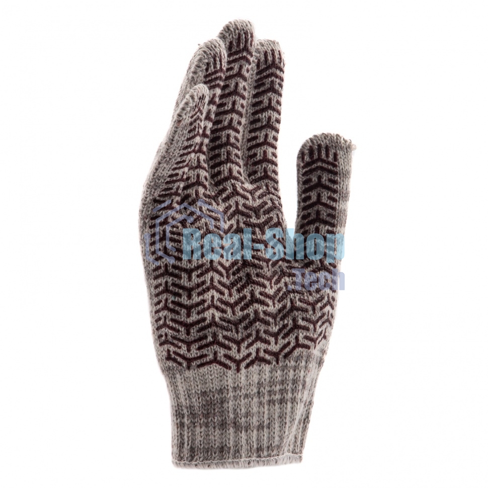 Перчатки трикотажные Сибртех усиленные, гелевое ПВХ-покрытие, 7 класс, бело-серый меланж